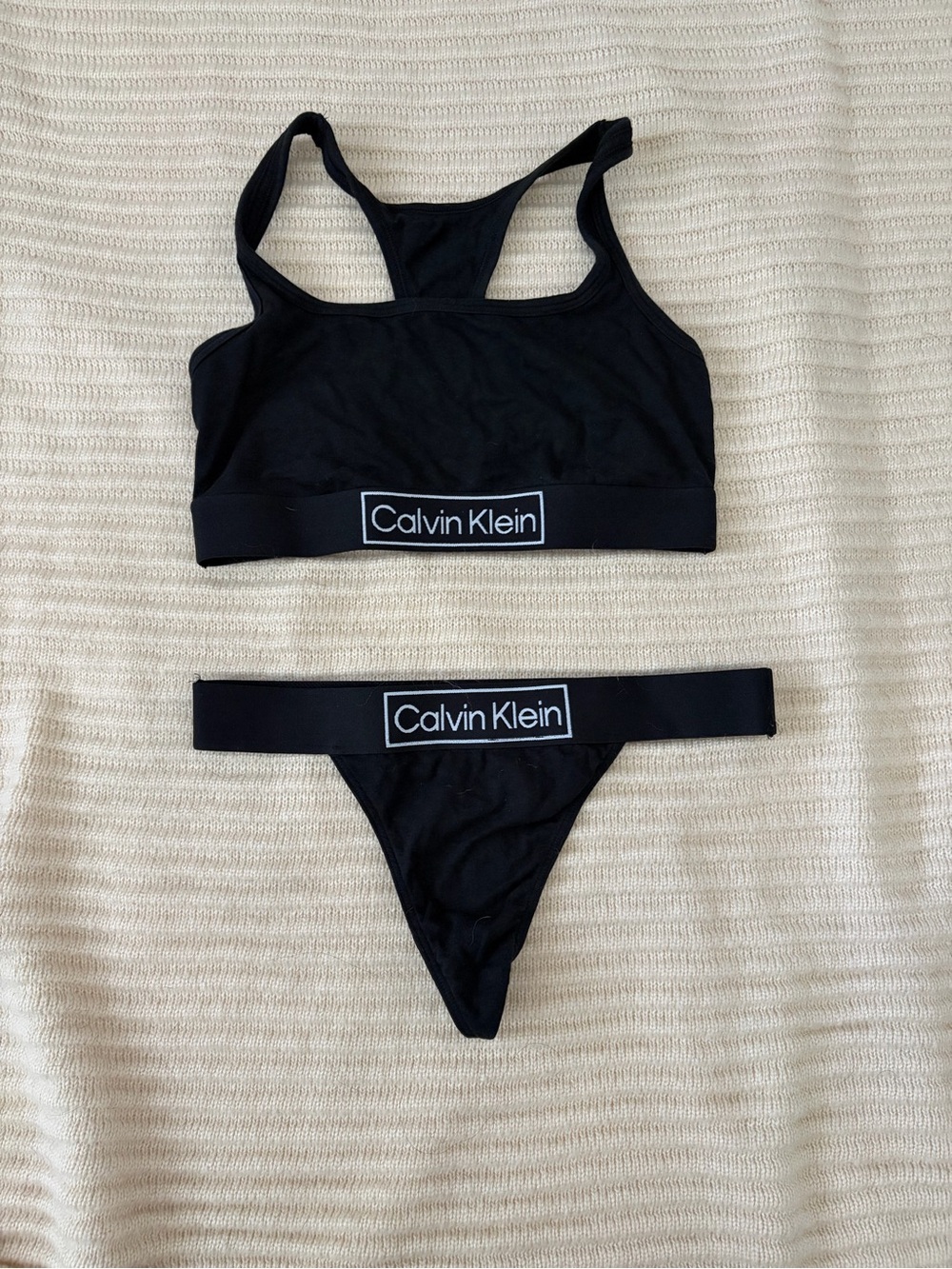 Calvin Klein Black Bra and Thong Set